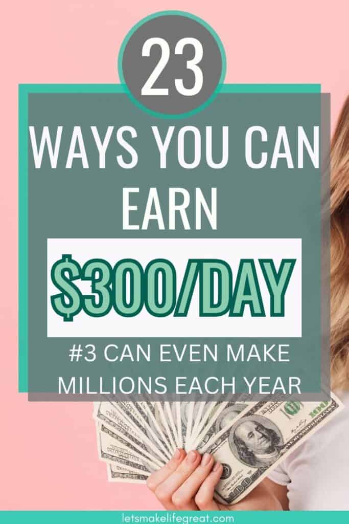 woman holding handful of cash in hand - how to earn $300 a day