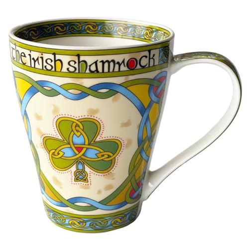Royal Tara Irish Weave Bone China Mug Collection With Shamrock Ring Print