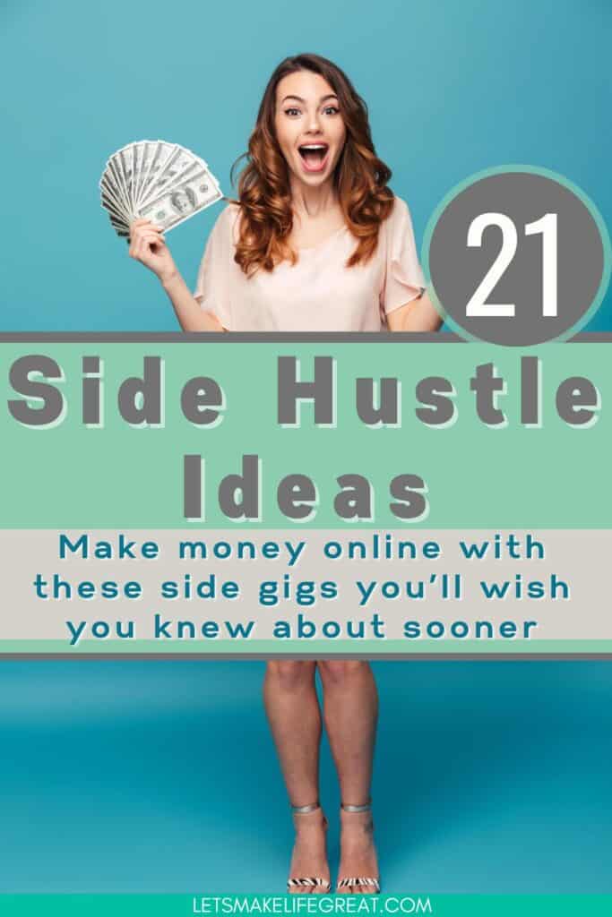 excited woman holding stack of money - best work from home jobs