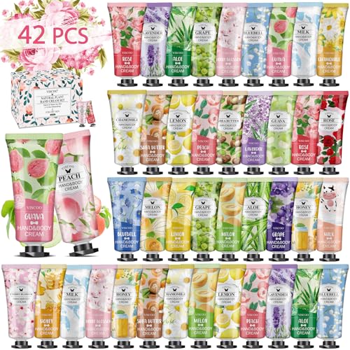 VISCOO 42 Pack Hand Cream Gifts Set For Women,Mothers Day Gifts,Teacher Appreciation Gifts,Nurse Week Gifts,Hand Lotion Travel Size in Bulk for Dry Cracked Hands,Mini Hand Lotion