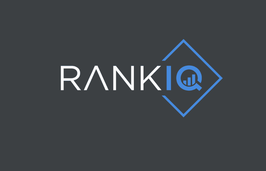 dark gray background with text overlay logo - Rank I Q