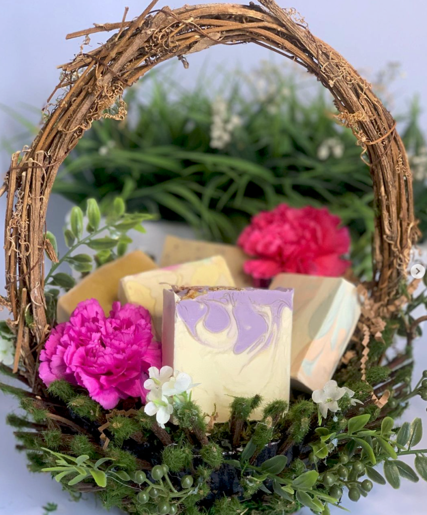 soap bars decorated in a basket