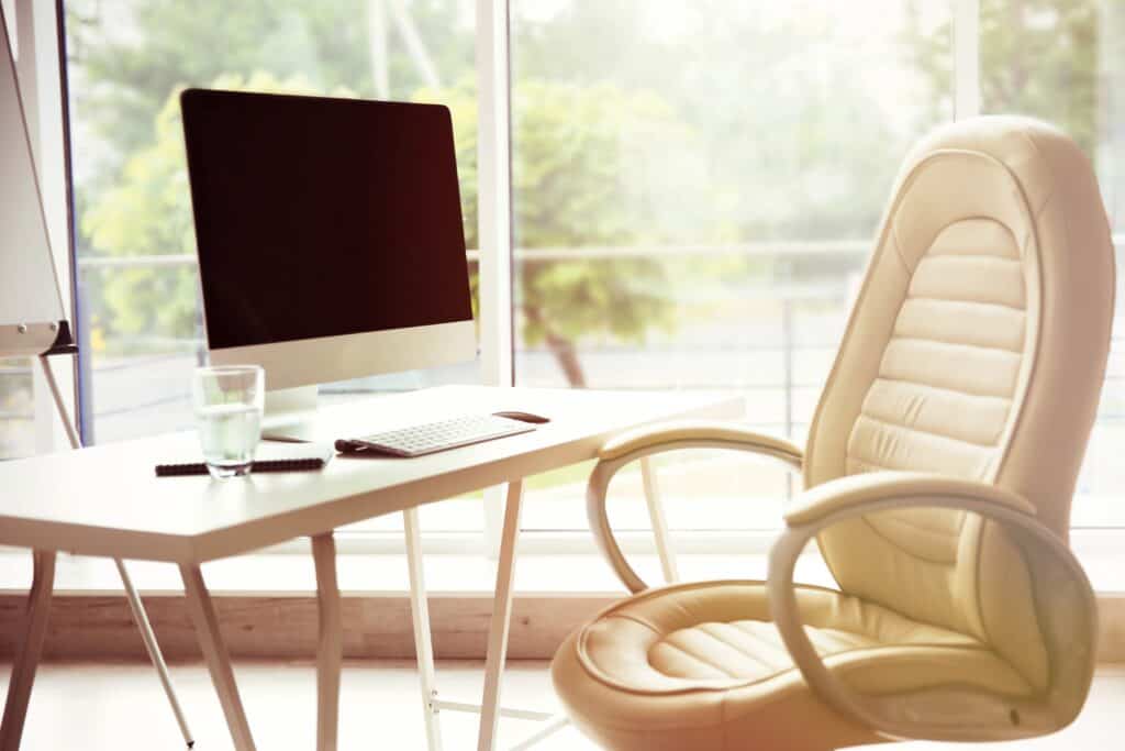 best home office chairs for back pain - Stylish workplace with computer
